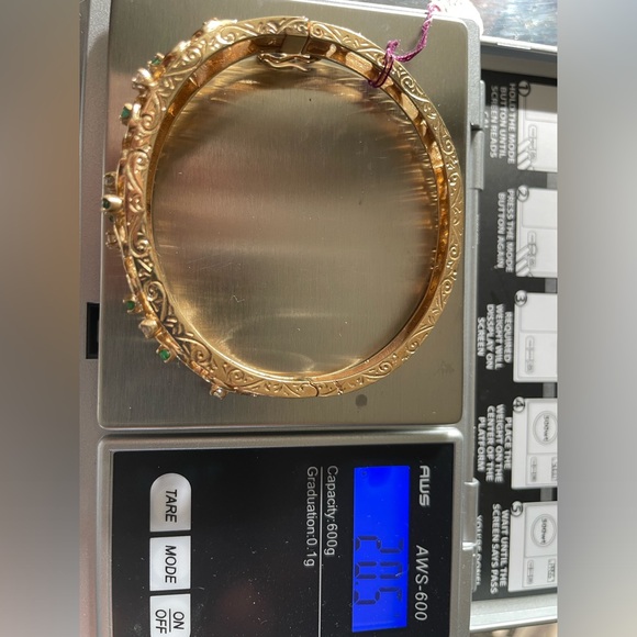 Antique 14 k gold emerald and diamond bracelet - Picture 14 of 16